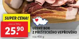 Lidl UZENÝ BOK Z PŘEŠTICKÉHO VEPŘOVÉHO, cena za 100 g nabídka
