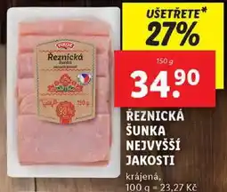 Lidl ŘEZNICKÁ ŠUNKA NEJVYŠŠÍ JAKOSTI, 150 g nabídka