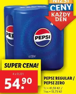 Lidl PEPSI REGULAR/PEPSI ZERO, 4x 0,33 l nabídka