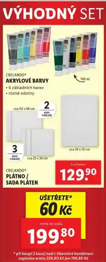 Lidl VÝHODNÝ SET AKRYLOVÉ BARVY - 6 základních barev + PLÁTNO/SADA PLÁTEN nabídka