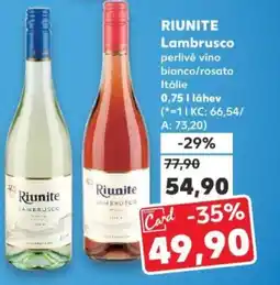 Kaufland RIUNITE Lambrusco perlivé víno nabídka