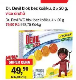 Dr. Devil WC blok bez košíku, 4 x 20 g