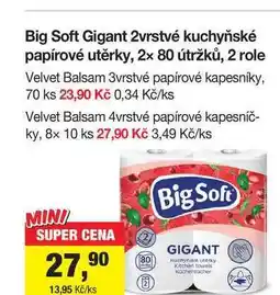 Šlak Velvet Balsam 4vrstvé papírové kapesníčky, 8x 10 ks nabídka