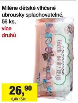 Šlak Miléne dětské vlhčené ubrousky splachovatelné, 56 ks, více druhů nabídka