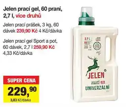 Šlak Jelen prací gel, 60 praní, 2,7 l, více druhů nabídka