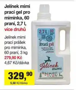 Šlak Jelínek mimi prací gel pro miminka, 60 praní, 2,7 l nabídka