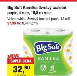 Šlak Big Soft Kamilka 3vrstvý toaletní papír, 4 role, 16,8 m nabídka