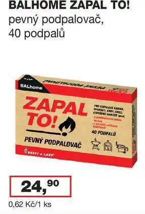 Ráj drogerie BALHOME ZAPAL TO! pevný podpalovač, 40 podpalů nabídka