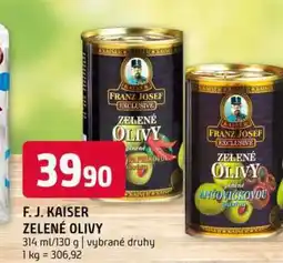 Terno F. J. kaiser zelené olivy 314 ml/130 g vybrané druhy nabídka