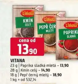Terno Vitana 23 g Paprika sladká mletá 28 g Kmín celý 18 g Pepř černý mletý nabídka