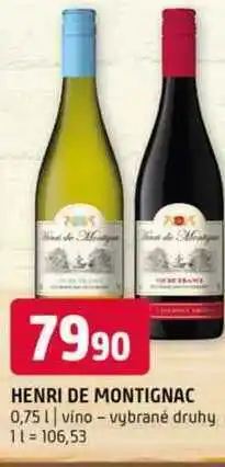 Terno Henri de montignac 0,75l vino vybrané druhy nabídka