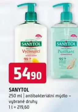 Terno Sanytol 250 ml antibakteriální mýdlo vybrané druhy nabídka