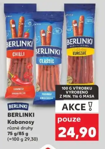 Kaufland BERLINKI Kabanosy nabídka