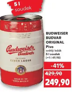 Kaufland BUDWEISER BUDVAR ORIGINAL Pivo světlý ležák nabídka