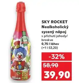 Kaufland SKY ROCKET Nealkoholický sycený nápoj s příchutí jahody/ broskve nabídka