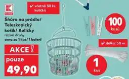 Kaufland Šňůra na prádlo/ Teleskopický košík/ Količky nabídka