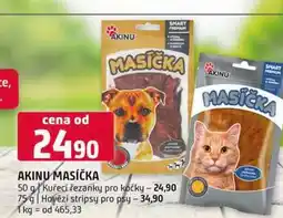 Terno Akinu masíčka 50 g Kuřecí řezanky pro kočky 75 g Hovězí stripsy pro psy nabídka