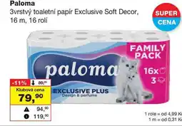 Barvy a laky drogerie Paloma 3vrstvý toaletní papír Exclusive Soft Decor, 16 m, 16 rolí nabídka