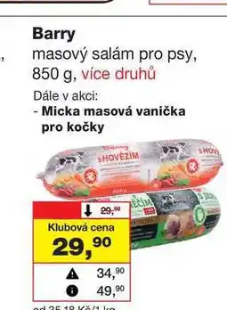 Barvy a laky drogerie Barry masový salám pro psy, 850 g nabídka