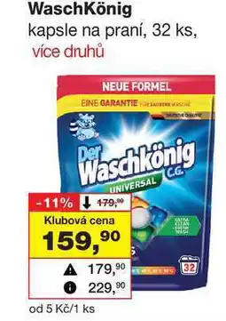 Barvy a laky drogerie Waschkönig kapsle na praní, 32 ks nabídka