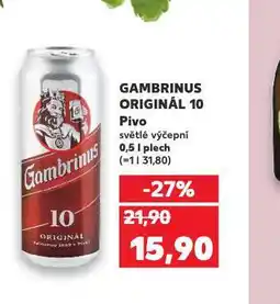 Kaufland Pivo gambrinus originál 10 nabídka
