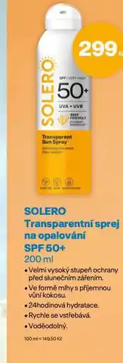 Benu Solero transparentní sprej na opalování of 50+ nabídka