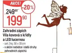Globus Zahradní zápich Víla kovová s křídly a LED lucernou nabídka