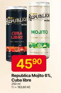 Hruška Republica Mojito 6%, Cuba libre nabídka