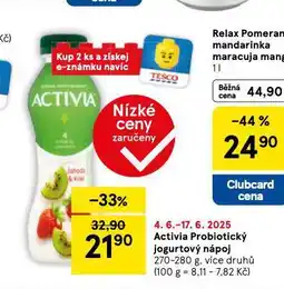 Tesco Activia probiotický jogurtový nápoj nabídka