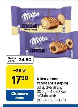 Tesco Milka choco croissant s náplní nabídka