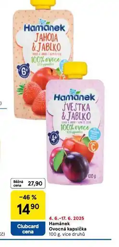 Tesco Hamánek ovocná kapsička nabídka