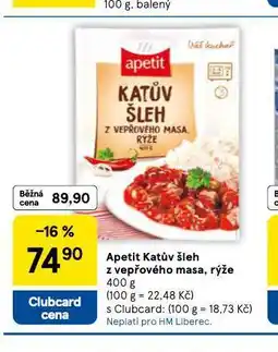 Tesco Apetit katův šleh z vepřového masa, rýže nabídka