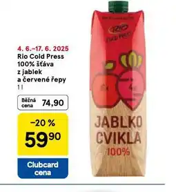 Tesco Rio cold press 100% šťáva z jalbek a červené řepy nabídka