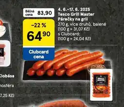 Tesco Párečky na gril nabídka