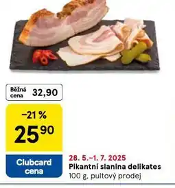 Tesco Pikantní slanina delikates nabídka