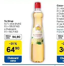 Tesco Yo sirup nabídka