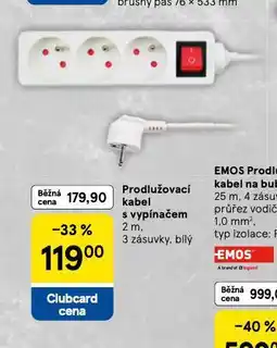 Tesco Prodlužovací kabel s vypínačem nabídka