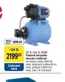 Tesco Tlakové čerpadlo domácí vodárna nabídka