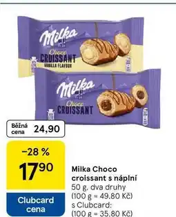 Tesco Milka Choco croissant s náplní, 50 g, dva druhy nabídka