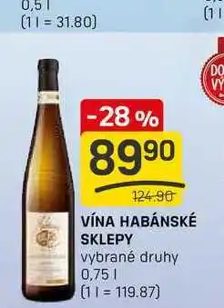 Flop VÍNA HABÁNSKÉ SKLEPY vybrané druhy 0,75l nabídka