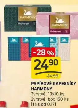 Flop PAPÍROVÉ KAPESNÍKY HARMONY 3vrstvé, 10x10 ks nabídka