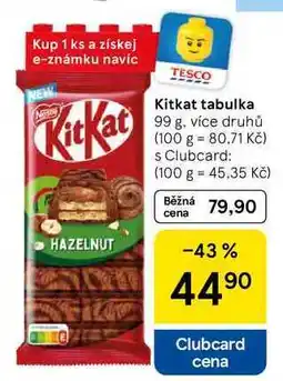Tesco Kitkat tabulka, 99 g, více druhů nabídka
