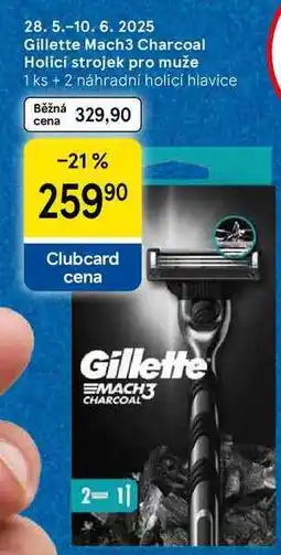Tesco Gillette Mach3 Charcoal Holicí strojek pro muže, 1 ks + 2 náhradní holicí hlavice nabídka