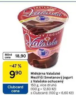 Tesco Mlékárna Valašské Meziříčí Smetanový jogurt z Valašska ochucený, 150 g, více druhů nabídka