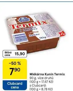 Tesco Mlékárna Kunín Termix, 90 g, více druhů nabídka