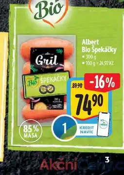 Albert Albert Bio Špekáčky 300 g nabídka