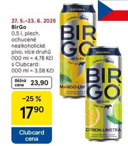 Tesco BirGo ochucené nealko pivo, 0.5 l nabídka