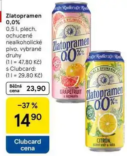 Tesco Zlatopramen 0,0%, 0.5 l nabídka