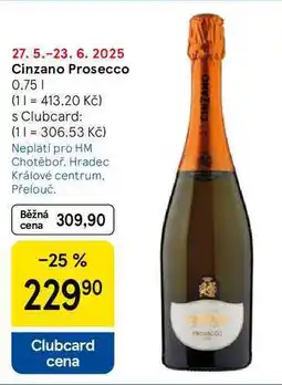 Tesco Cinzano Prosecco, 0.75 l nabídka