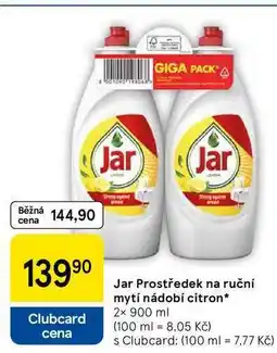 Tesco Jar Prostředek na ruční mytí nádobí citron, 2× 900 ml nabídka
